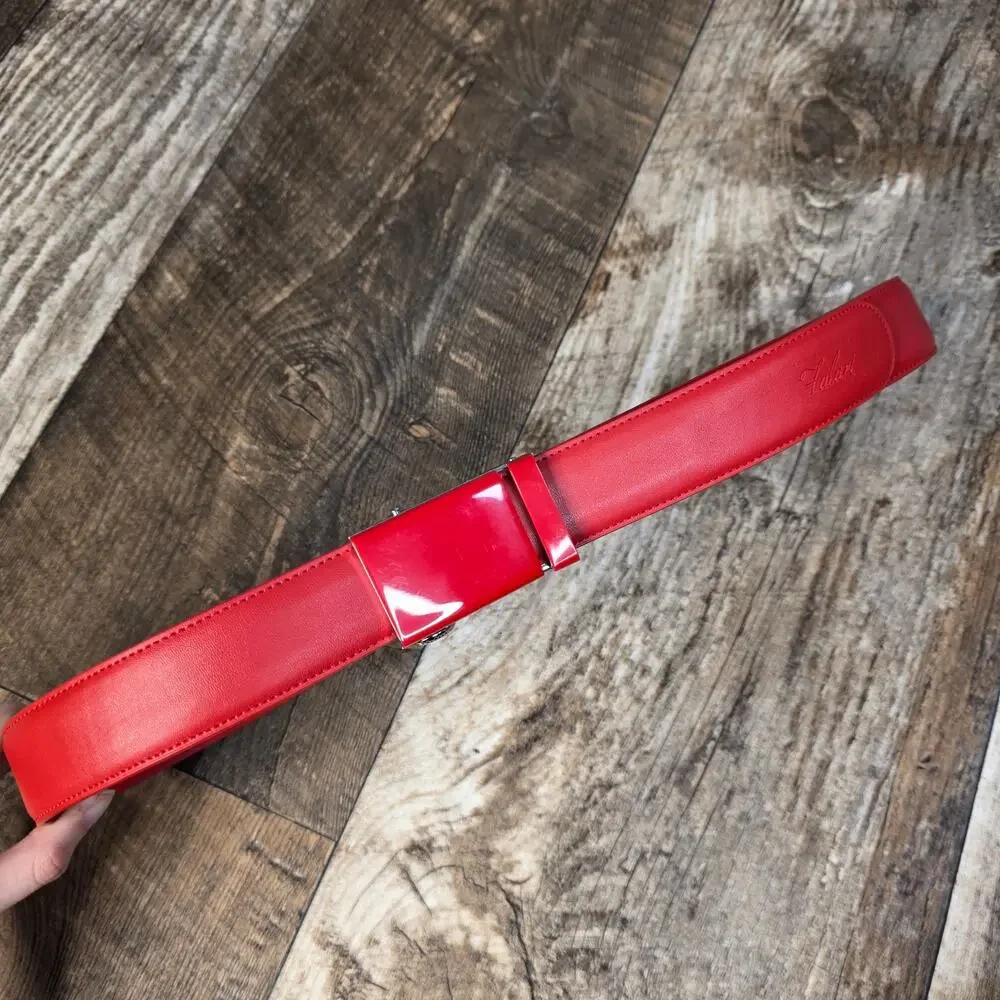 Red Leather Slider Belt